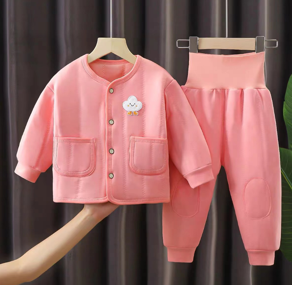 冬季宝宝分体套装简约棉衣高腰棉衣套装保暖两件套宝宝