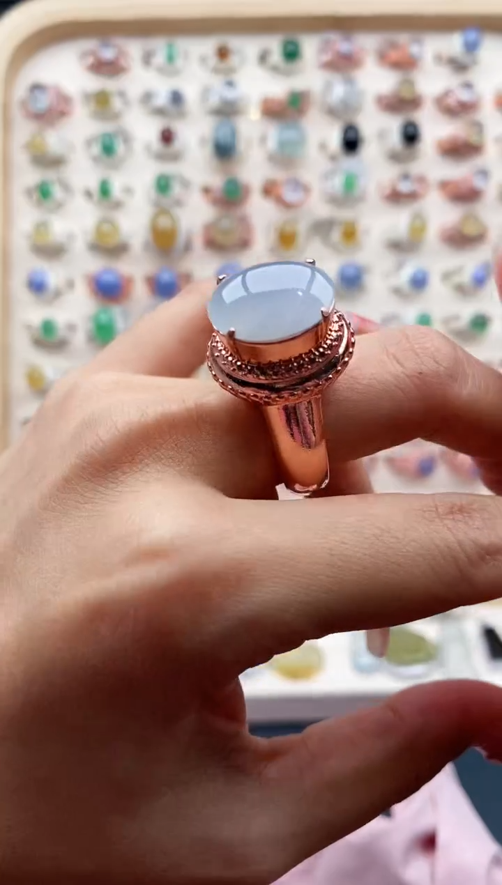 【闪购商品】翡翠戒指未镶嵌缅甸天然A货翡翠333  8+6