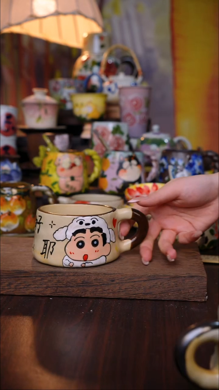 杯子陶泥垚手作 景德镇手工手绘陶瓷器物