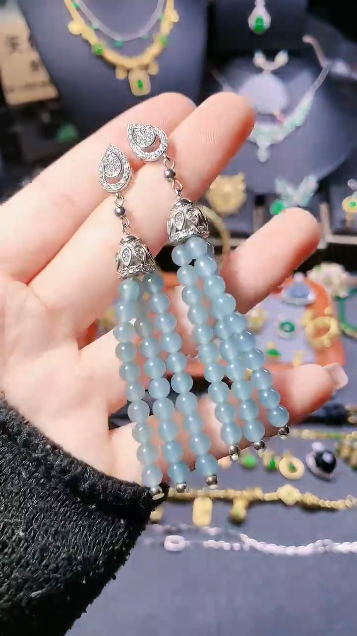 【闪购商品】翡翠耳饰银S925镶嵌耳饰