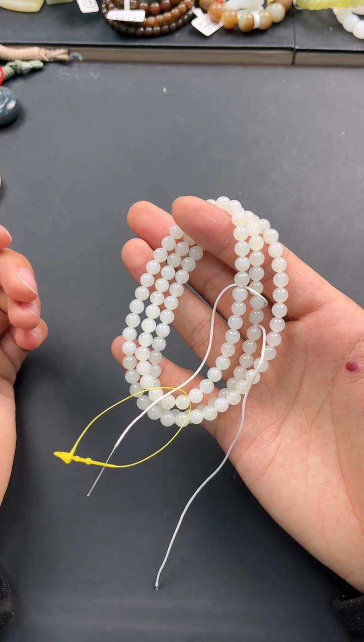 未镶嵌手串和田玉且末天泰白玉108项链卡6微色差