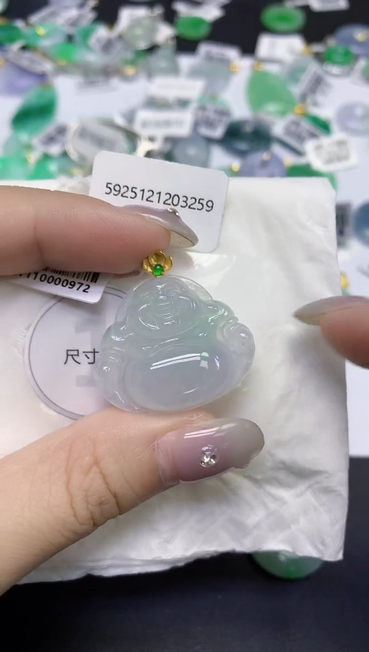 颈饰18K金镶嵌翡翠天然缅甸翡翠A货百元以上9元证书费自理