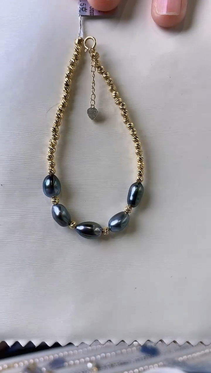 【闪购商品】海水珍珠手链18K金镶嵌Keshi海水珍珠手链