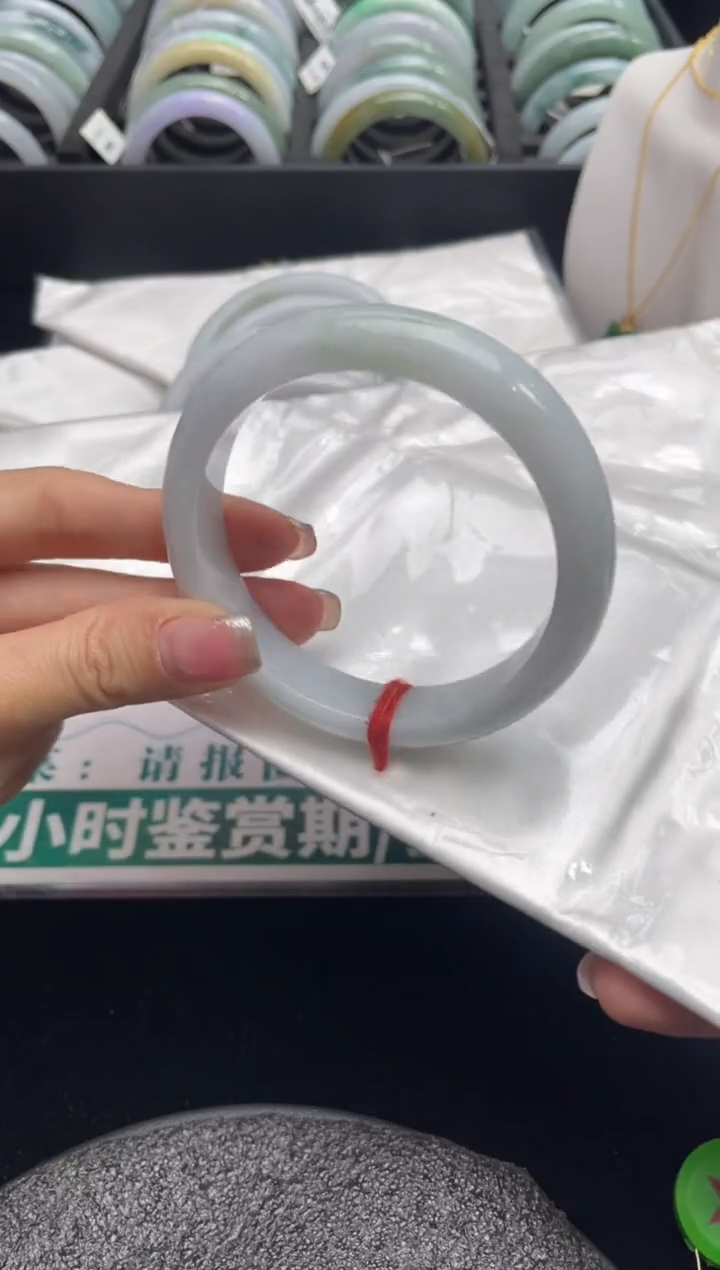 【闪购商品】翡翠手镯未镶嵌L圈口57+编号13