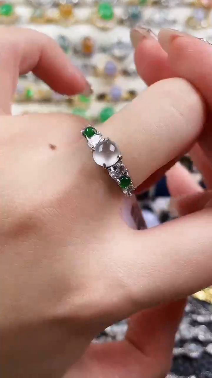 银S925镶嵌戒指翡翠109