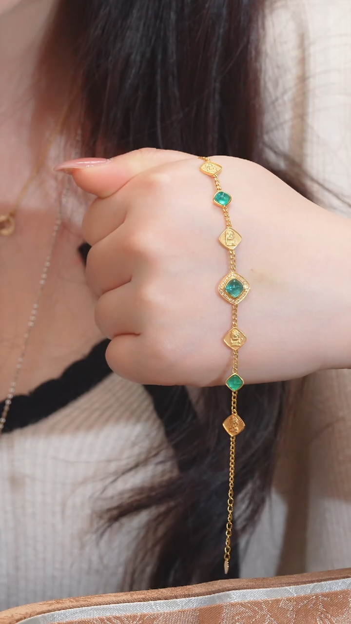 【闪购商品】祖母绿手链18K金镶嵌（2ct）@@U7657