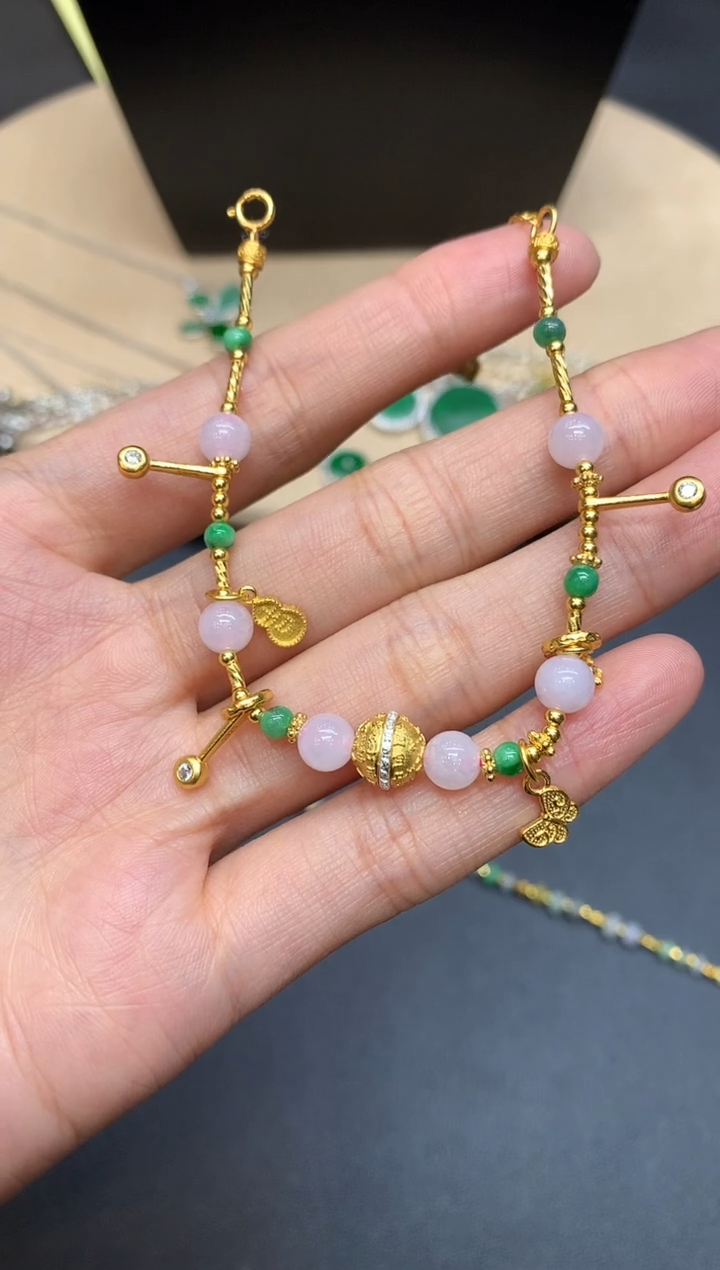 【闪购商品】翡翠手链银S925镶嵌珠子【多样性发其一】