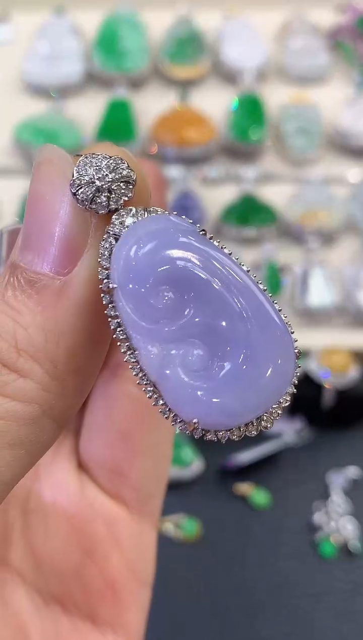 【闪购商品】翡翠吊坠(不含链)18K金镶嵌q48有色差