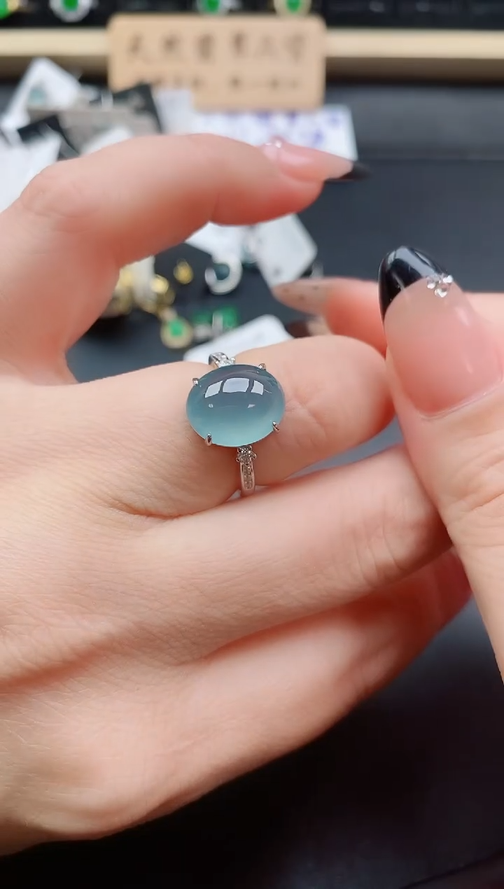 银S925镶嵌戒指翡翠1