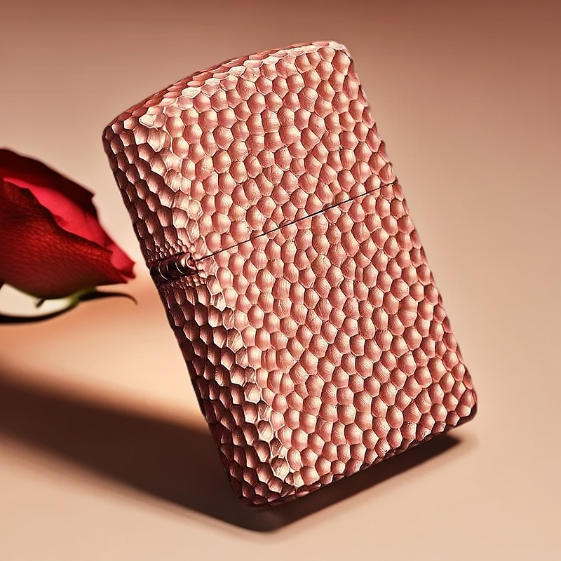 【CC】zippo打火机正品玫瑰金陨石坑盔甲机加厚外壳男士之宝防风火