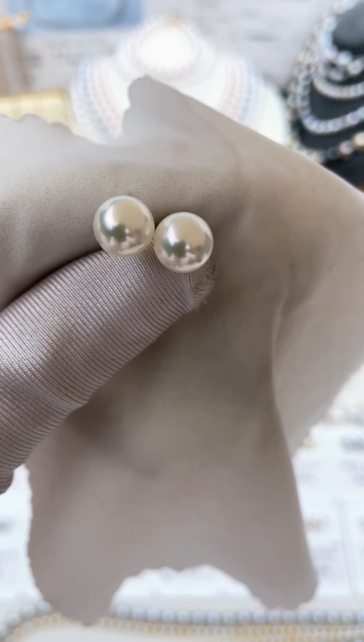 【闪购商品】海水珍珠耳饰18K金镶嵌特选福利8-8.5mm不退不换