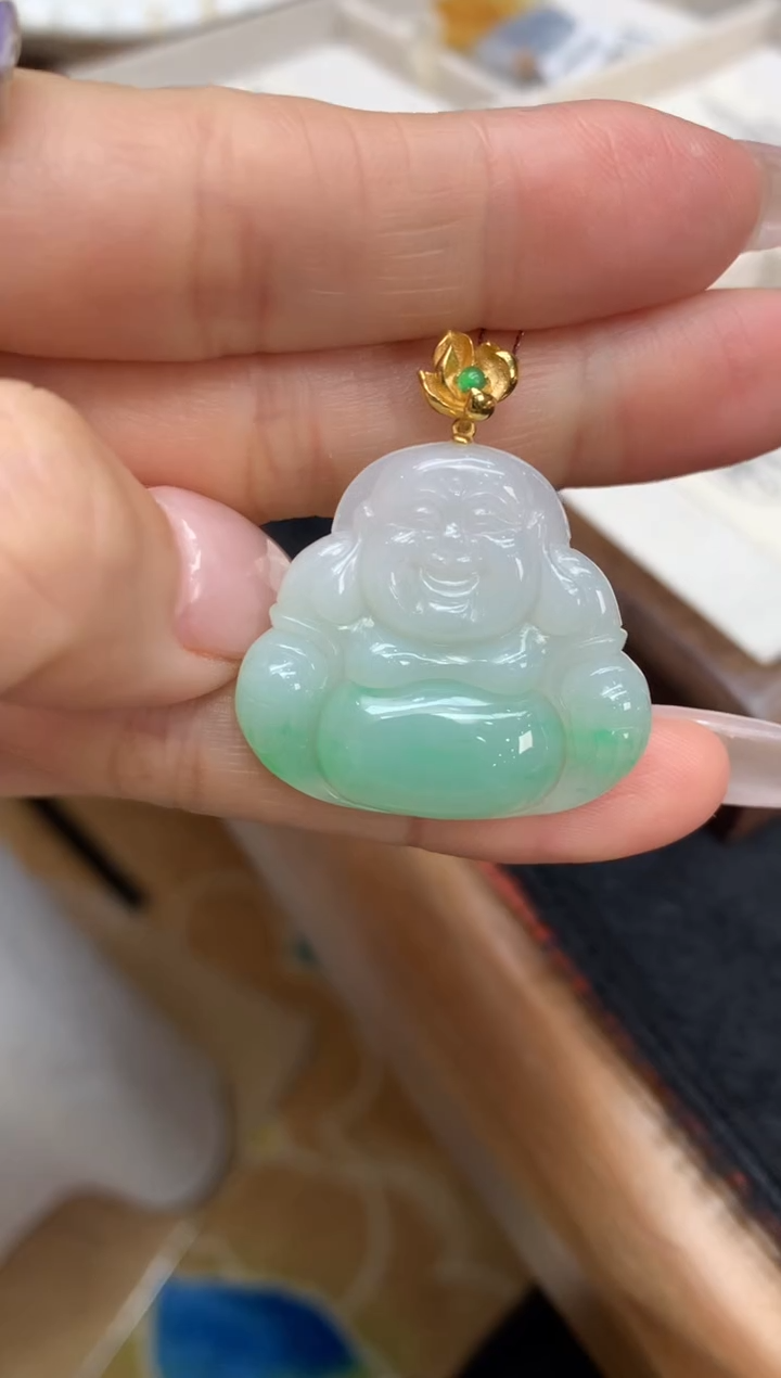 【闪购商品】翡翠颈饰18K金镶嵌佛公