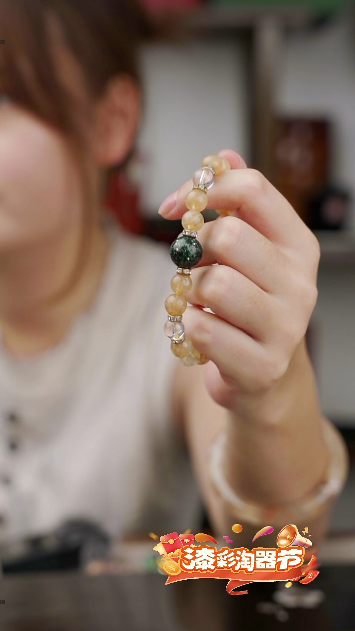 单颗孔雀绿漆珠手串（1.2）