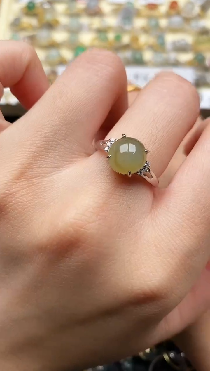 【闪购商品】翡翠戒指银S925镶嵌44444444+8