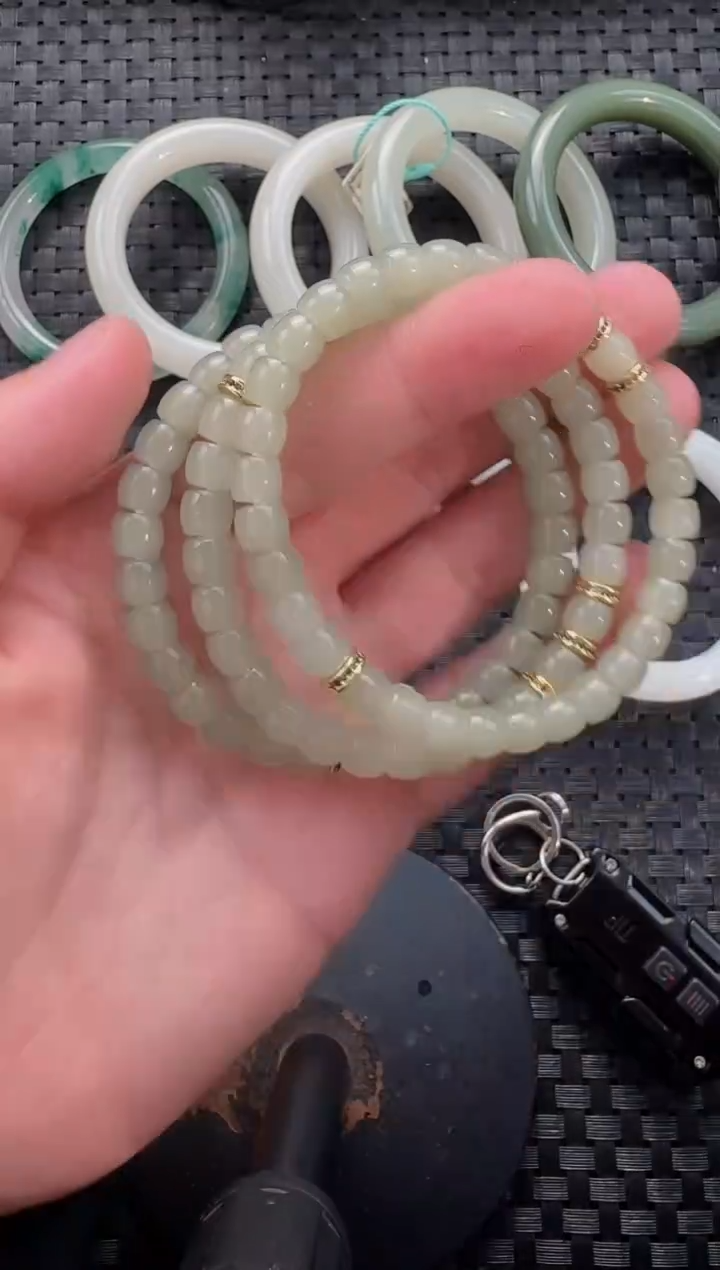 颈饰未镶嵌和田玉7*6直切手串（多样性发货拍一发一）