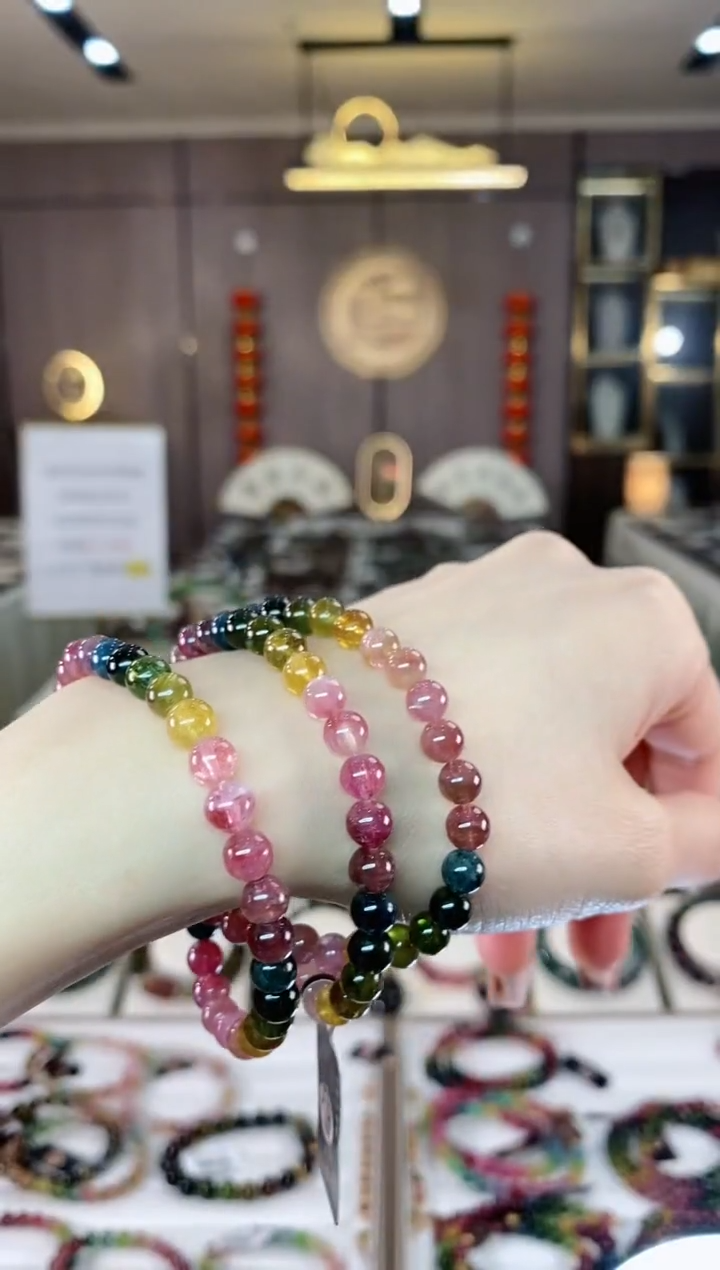 【闪购商品】碧玺三圈手串6mm+未镶嵌一物一证dan