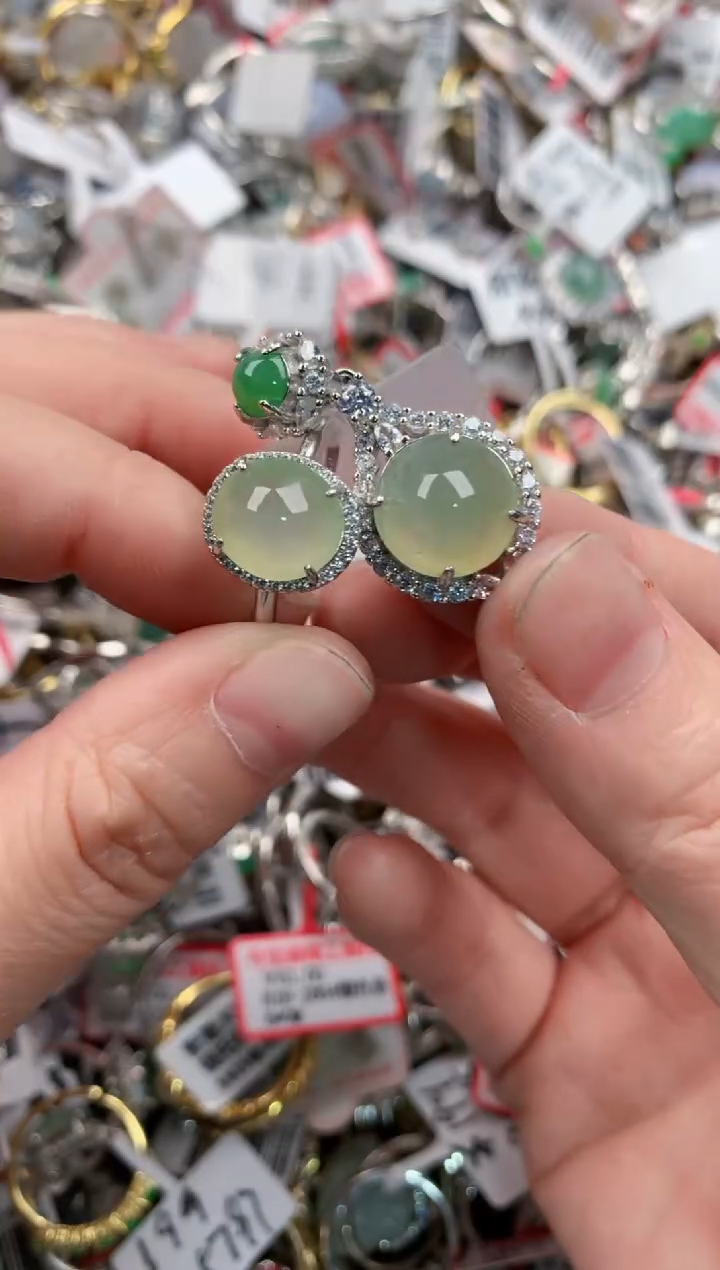 银S925镶嵌戒指翡翠555---9