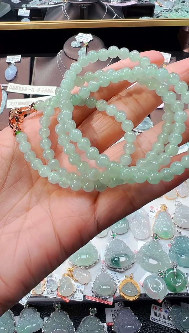 【闪购商品】翡翠吊坠(不含链)未镶嵌甜阳绿小米珠项链719