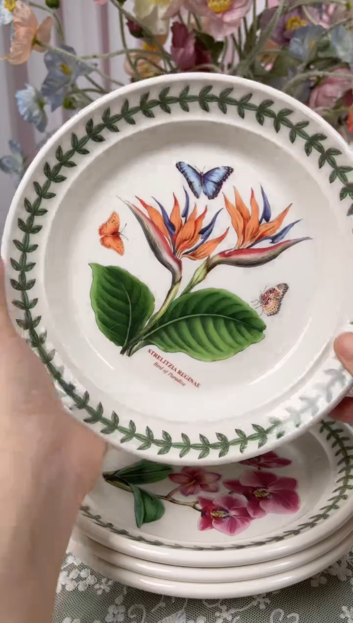 陶微瑕孤品：18.5cm餐盘（鹤望兰）