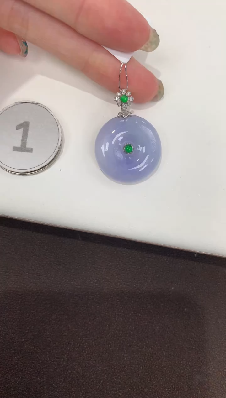 颈饰18K金镶嵌翡翠天然缅甸A货翡翠