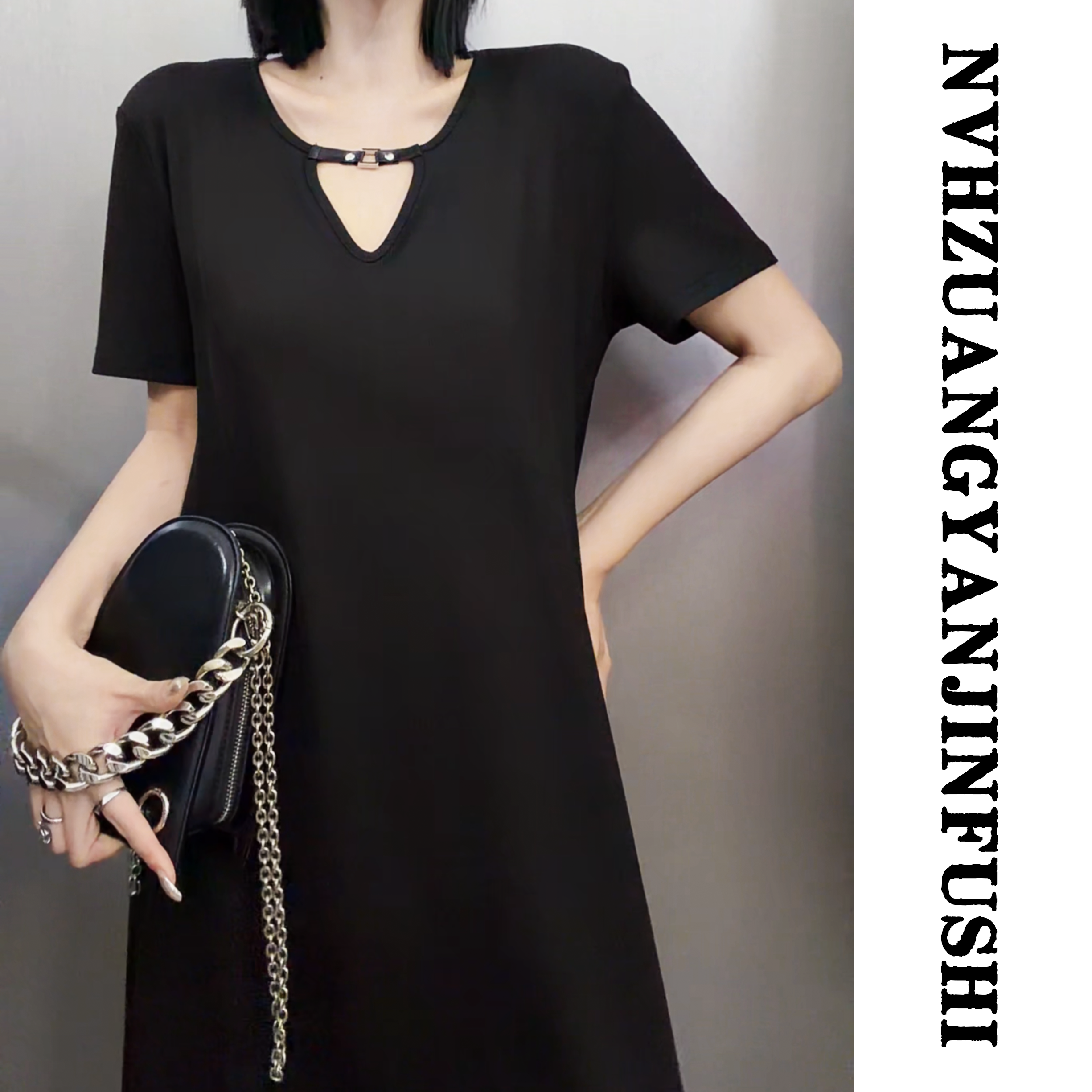 【羽莎连衣裙】-（80-180斤）  大码遮肉显瘦A版气质长款