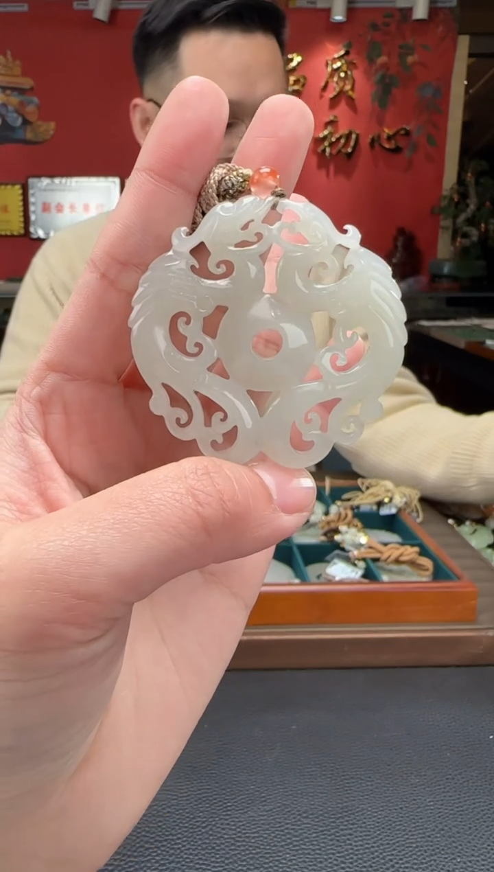 【闪购商品】和田玉颈饰未镶嵌白玉龙凤坠