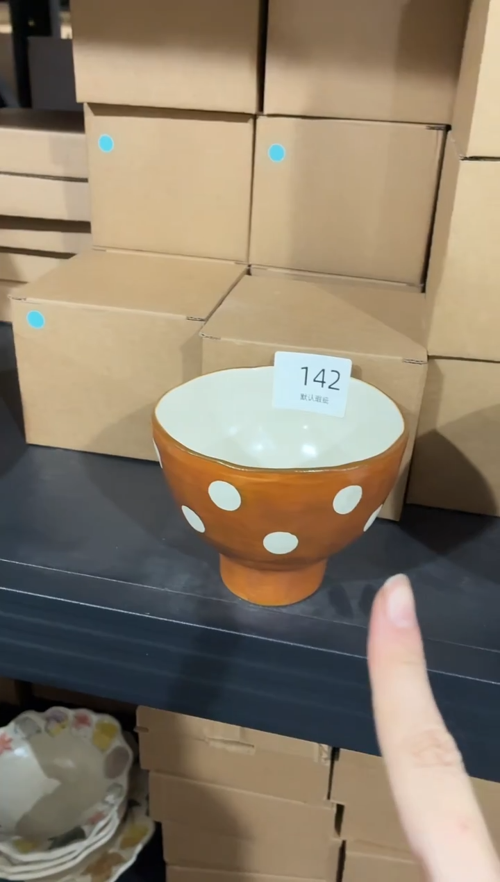 瓷142 波点高脚碗 正