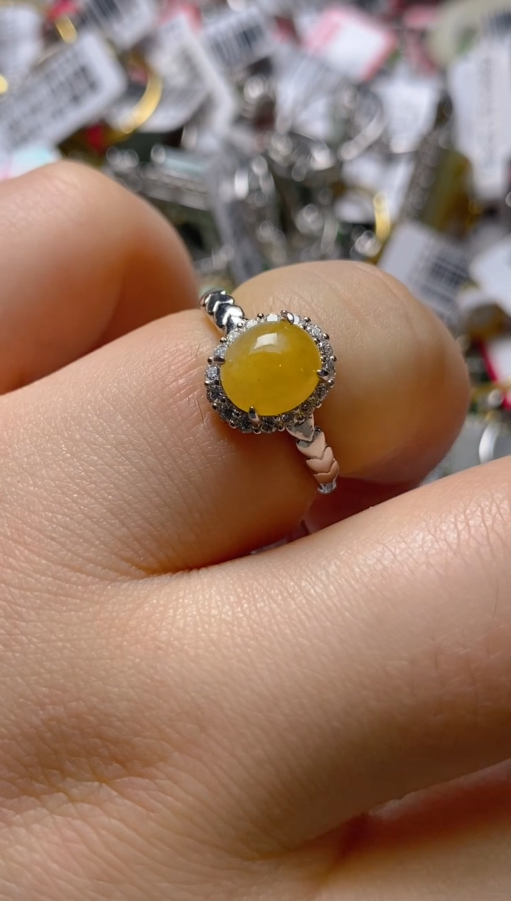 银S925镶嵌戒指翡翠百内无证书