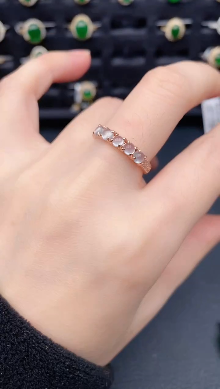 银S925镶嵌戒指翡翠天然a货翡翠107