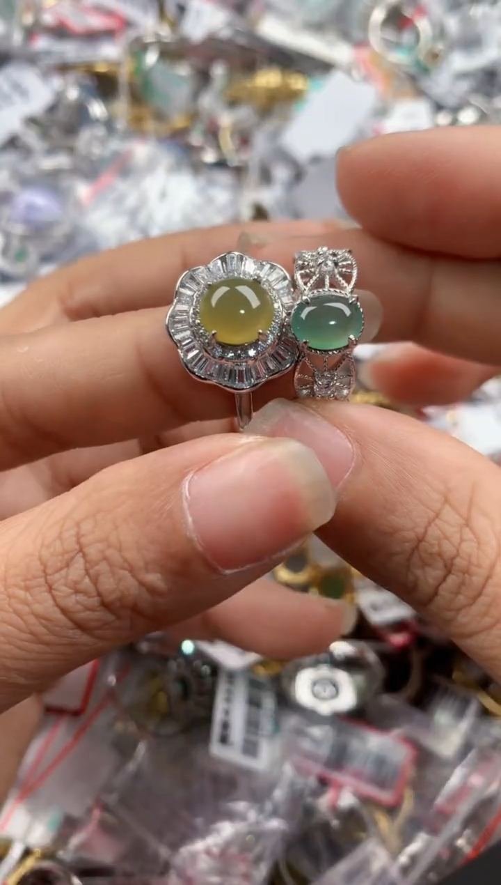 银S925镶嵌戒指翡翠7777-----2