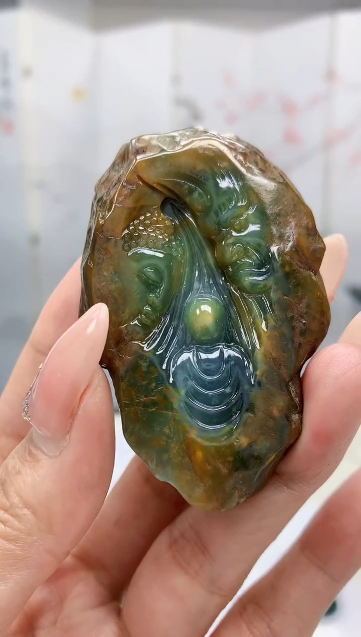 【闪购商品】定制翡翠未镶嵌4688MM-毛货挂件59