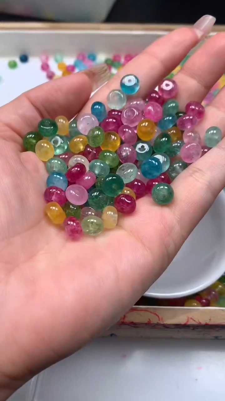 未镶嵌散珠碧玺D31 彩虹碧玺算盘5*8mm16个4.9元