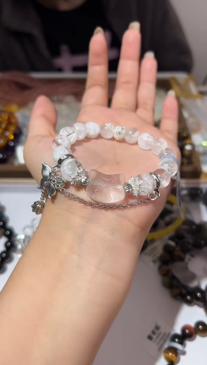 【闪购商品】水晶手链未镶嵌白水晶狐狸diy幽灵