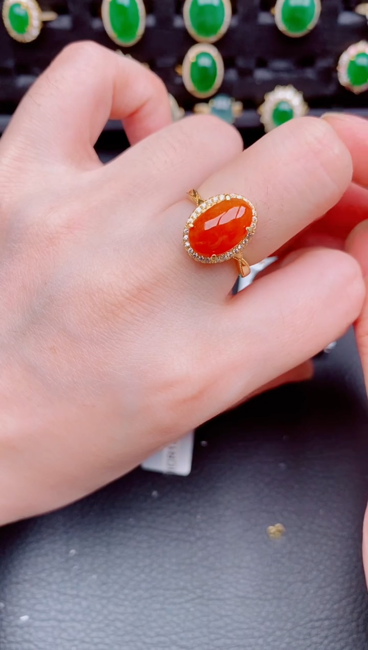 【闪购商品】翡翠戒指银S925镶嵌天然a货翡翠505