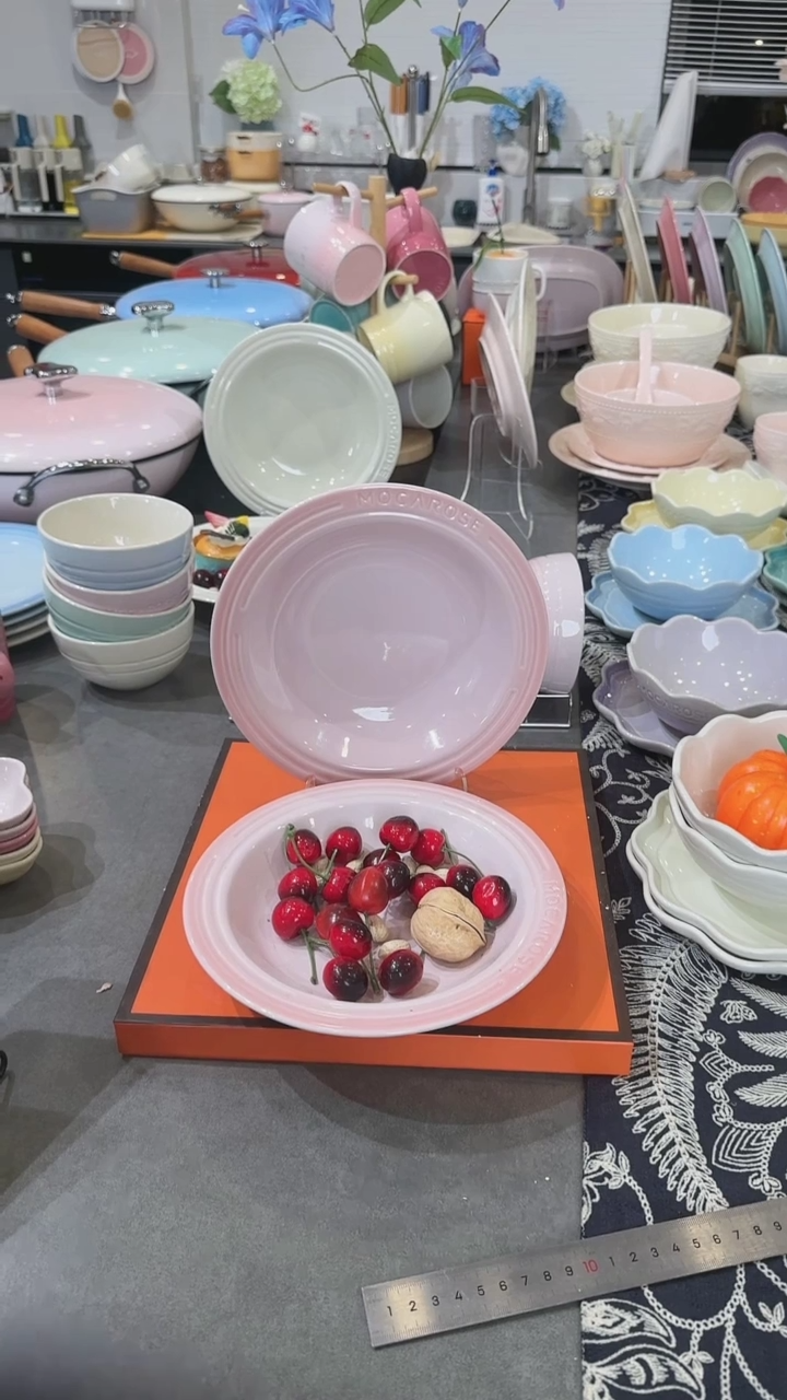 【闪购商品】瓷【2个装】樱花粉草帽盘-20cm