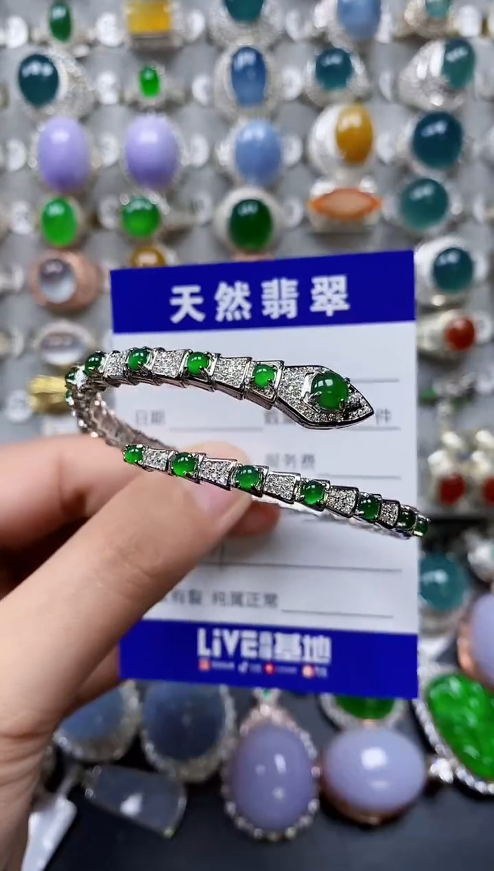 【闪购商品】翡翠手镯银S925镶嵌0131