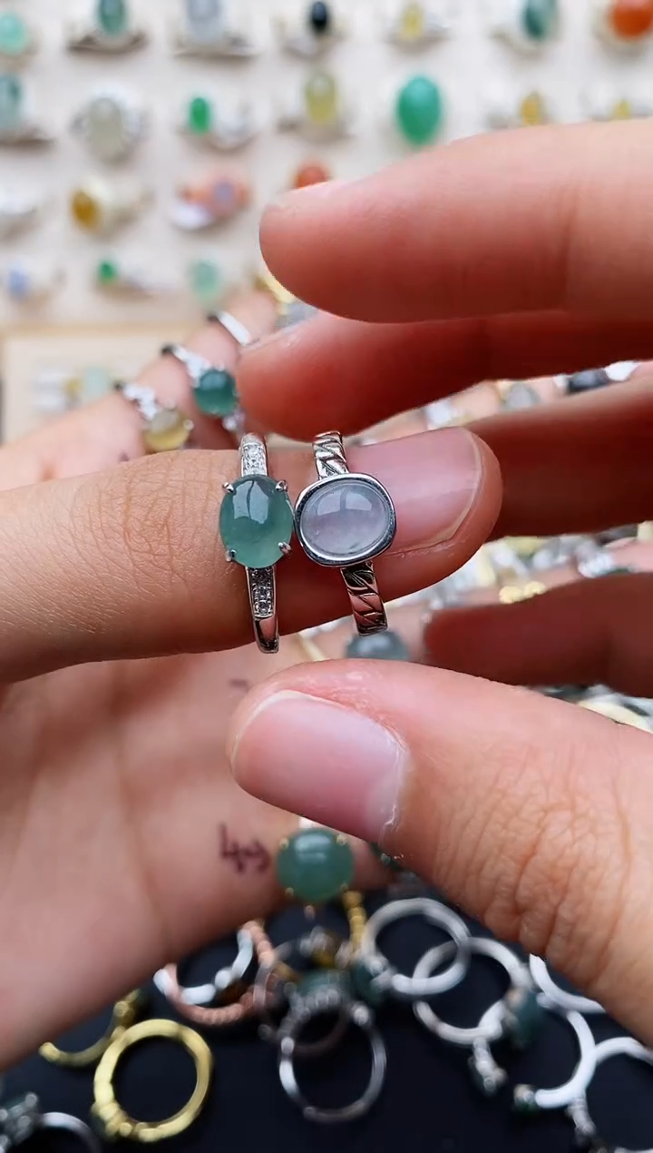 【闪购商品】翡翠戒指银S925镶嵌缅甸翡翠