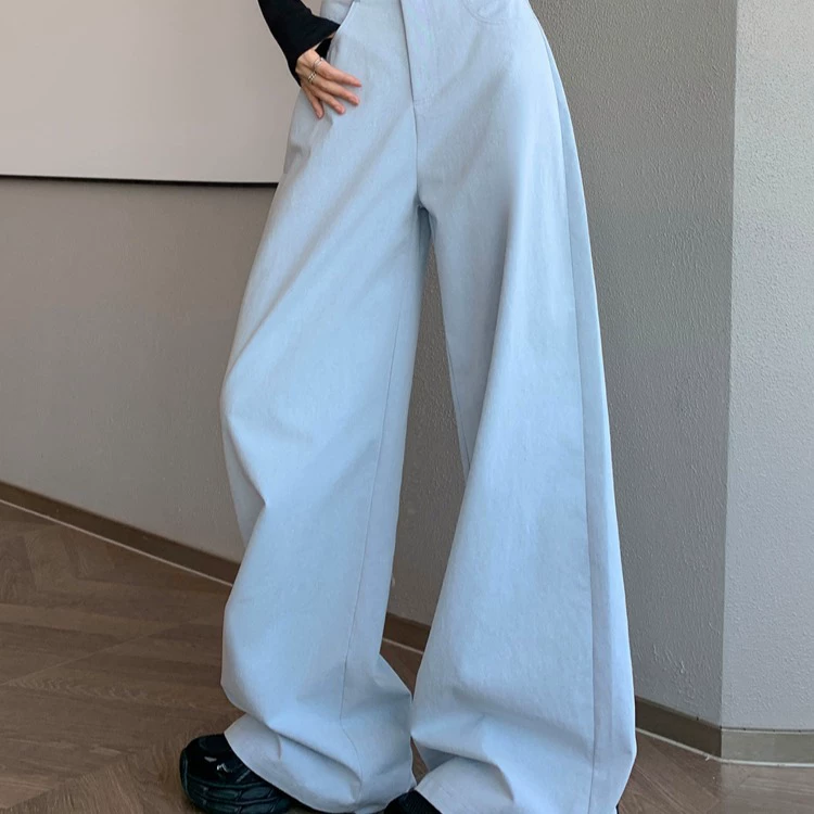 法式复古阔腿裤男慵懒风垂感软糯休闲直筒裤