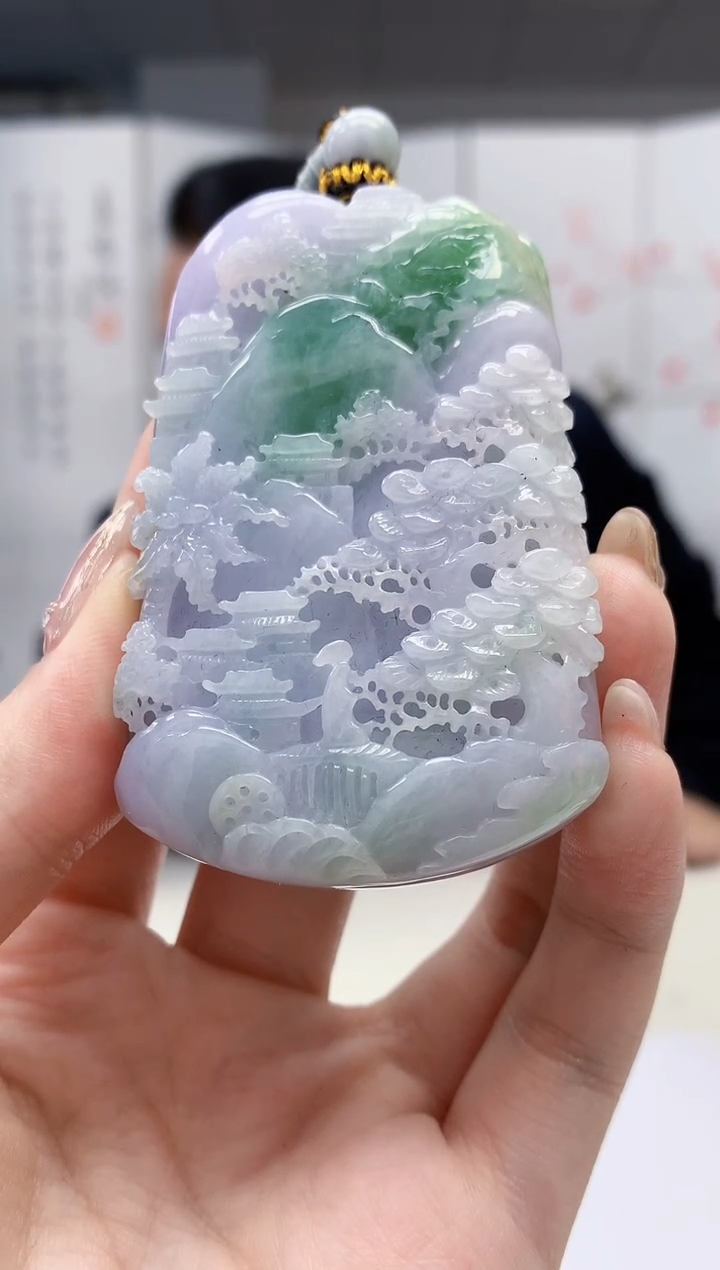 【闪购商品】定制翡翠未镶嵌4969jw-毛货挂件山水60