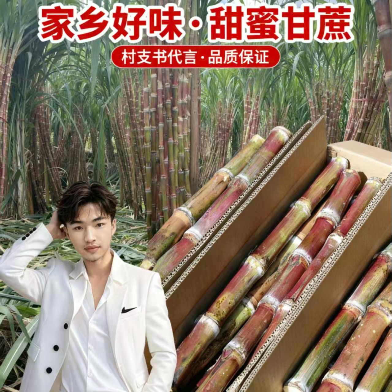 云南老品种红皮脆皮甘蔗现砍现发脆甜多汁新鲜当季水果皮薄肉厚