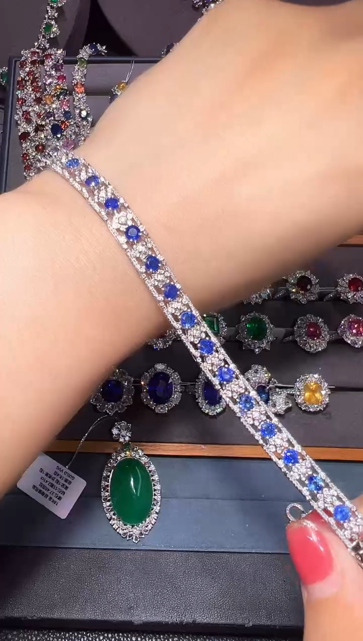 手链蓝宝石18K金镶嵌GRC 皇家蓝 5.4克拉