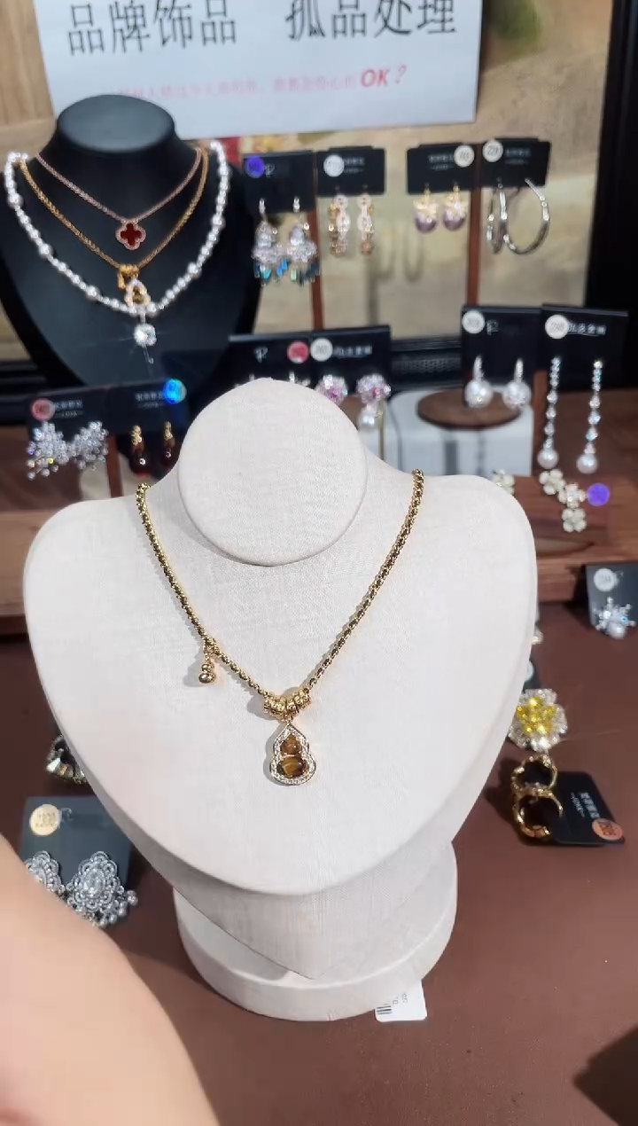 合金925银锆石项链7619