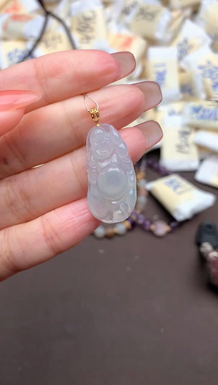 翡翠18K金镶嵌挂件—  