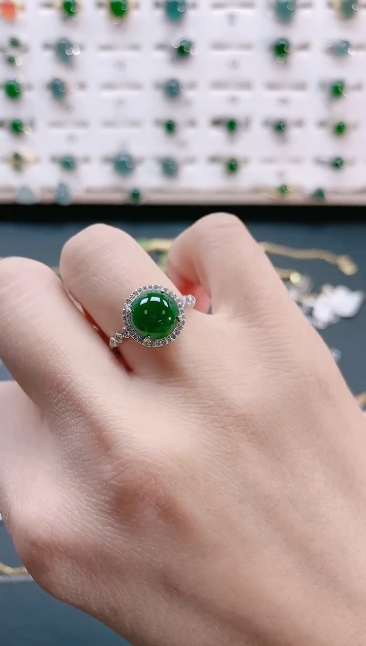 【闪购商品】翡翠戒指银S925镶嵌天然翡翠