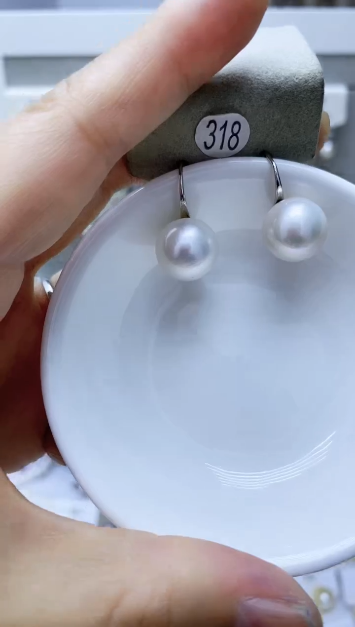 银S925镶嵌淡水珍珠耳饰318