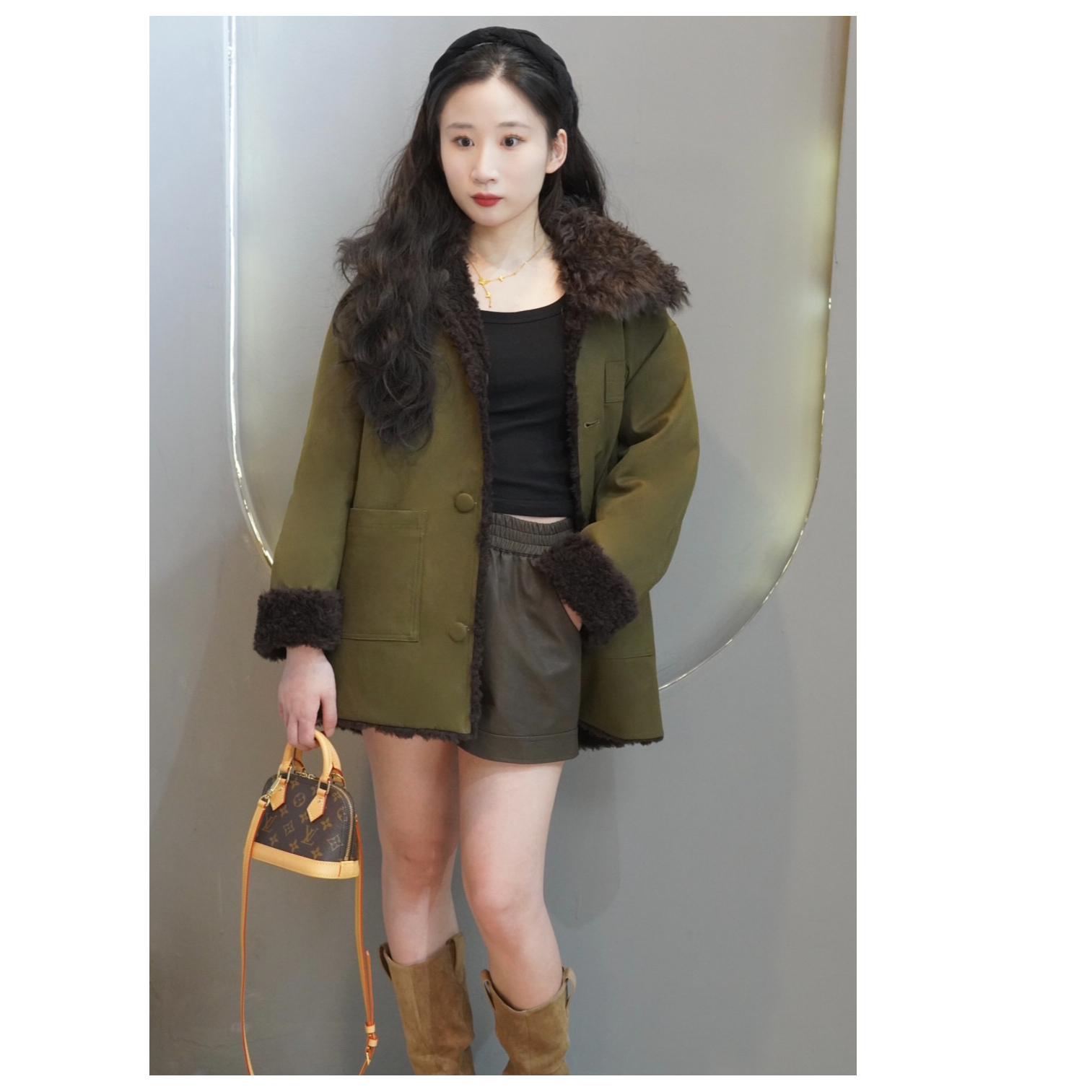 冬季气质城市机能100%羊毛派克服中长款两面穿春秋冬