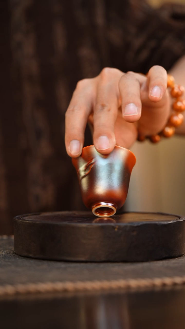 3柴房陶瓷柴烧仙鹤铃铛杯