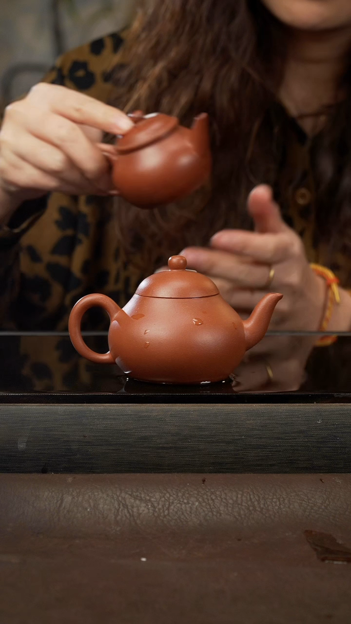 茶壶紫砂9 梨形 朱泥 150cc