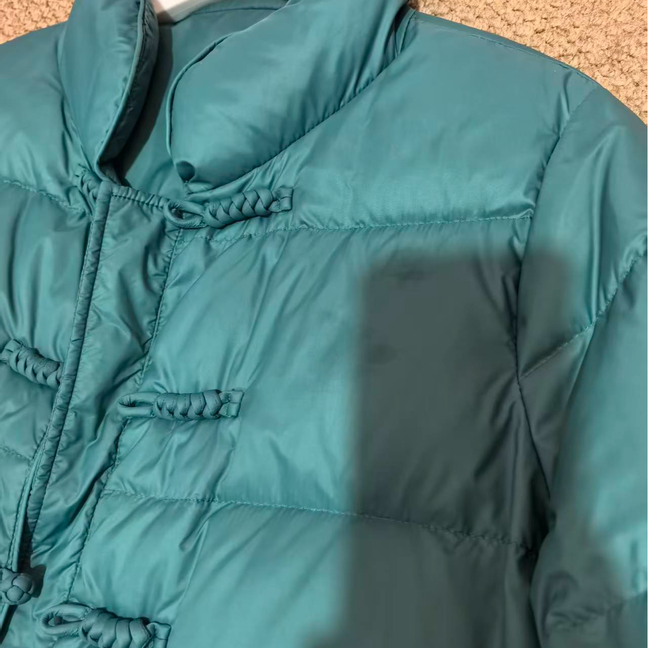 2025新款立领纯色单排扣女款绿色户外蓝色羽绒服