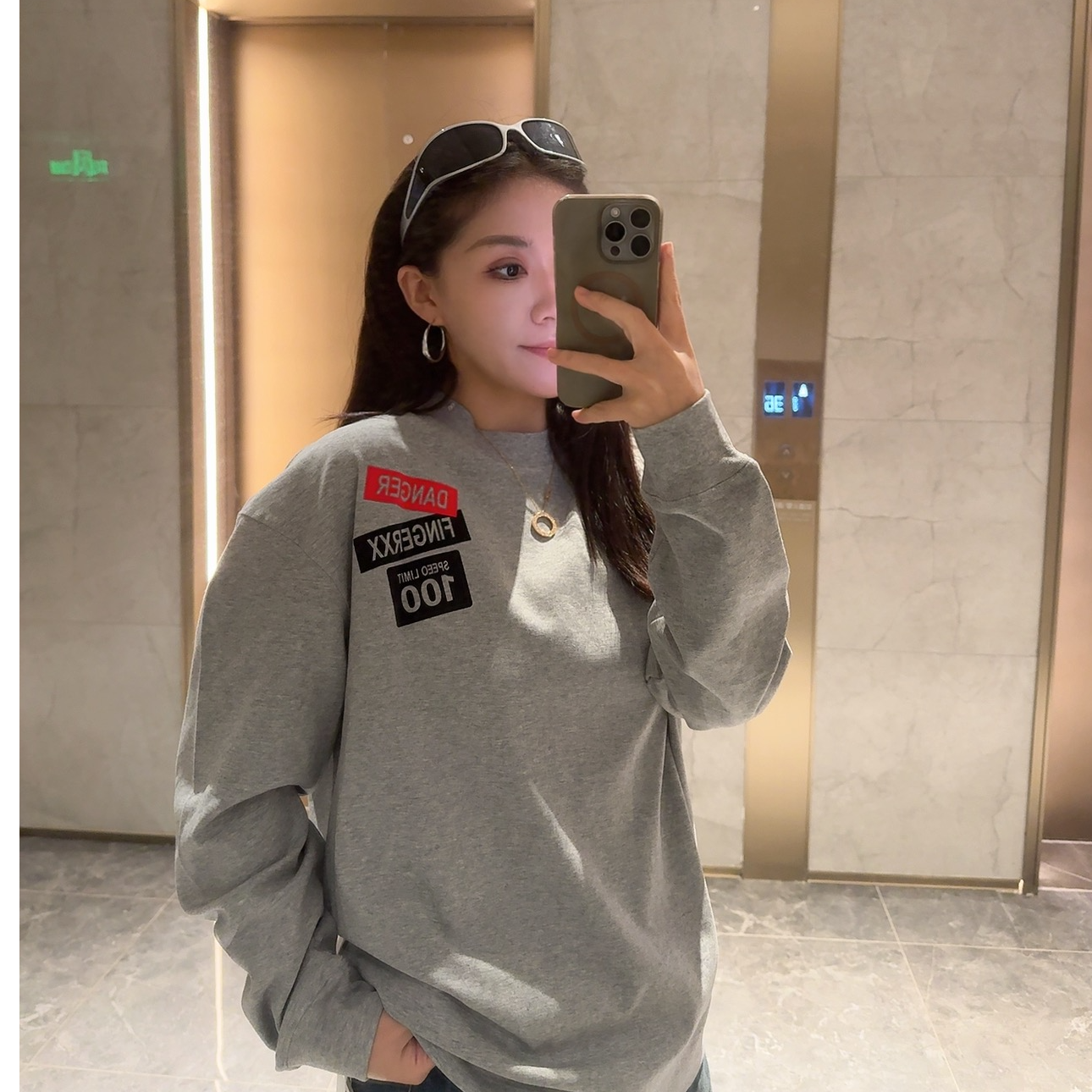 QUPENGME潮牌重工男女同款设计师螺纹长袖T恤MY009高级高级感男装